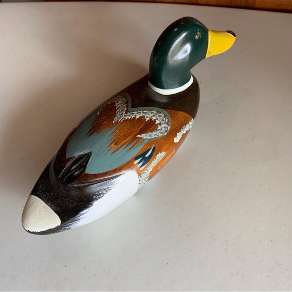 Vintage Hand Carved Hand Painted Wooden Duck Mallard Figurine Decoy - Picture 4 of 5